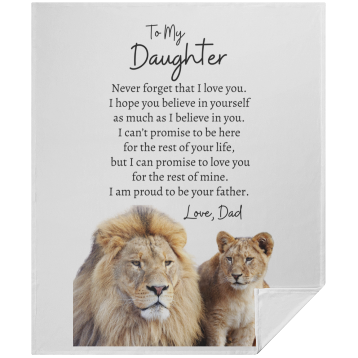 To My Daughter Love Dad | Lion Inspired | Totes or Blanket (Sold separately)