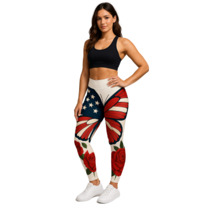 Fourth of July Butterfly Leggings