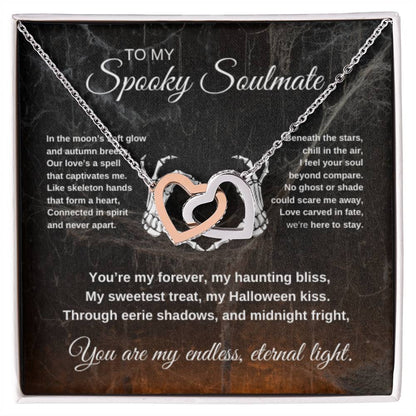 To My Spooky Soulmate | Webs with Firelight | Interlocking Hearts Necklace | Halloween Gift