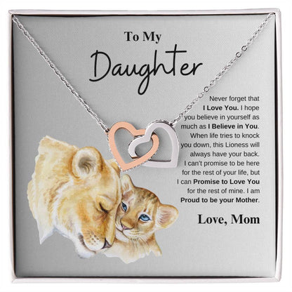 To My Daughter Love Mom | Interlocking Hearts Necklace