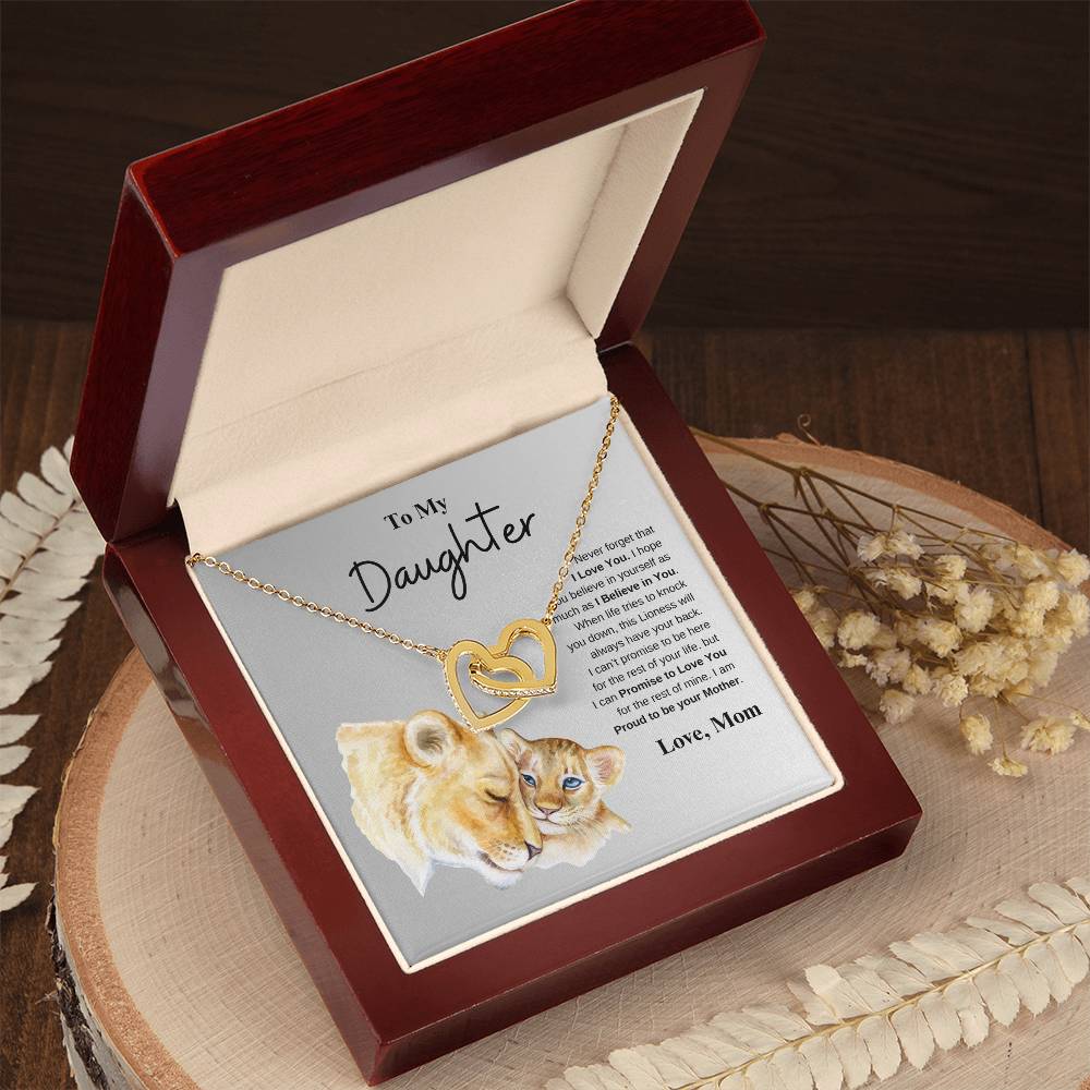 To My Daughter Love Mom | Interlocking Hearts Necklace