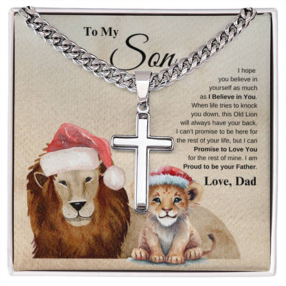 To My Son Love Dad | Cuban Link Chain with Artisan Cross