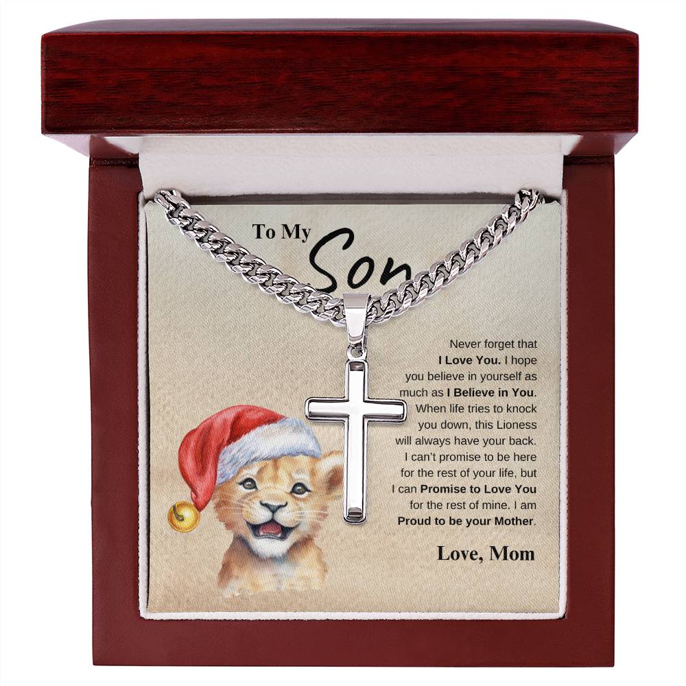 To My Son Love Mom | Cuban Link Chain with Artisan Cross