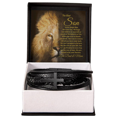 To Our Son Love Dad & Mom | Men's Cross Bracelet
